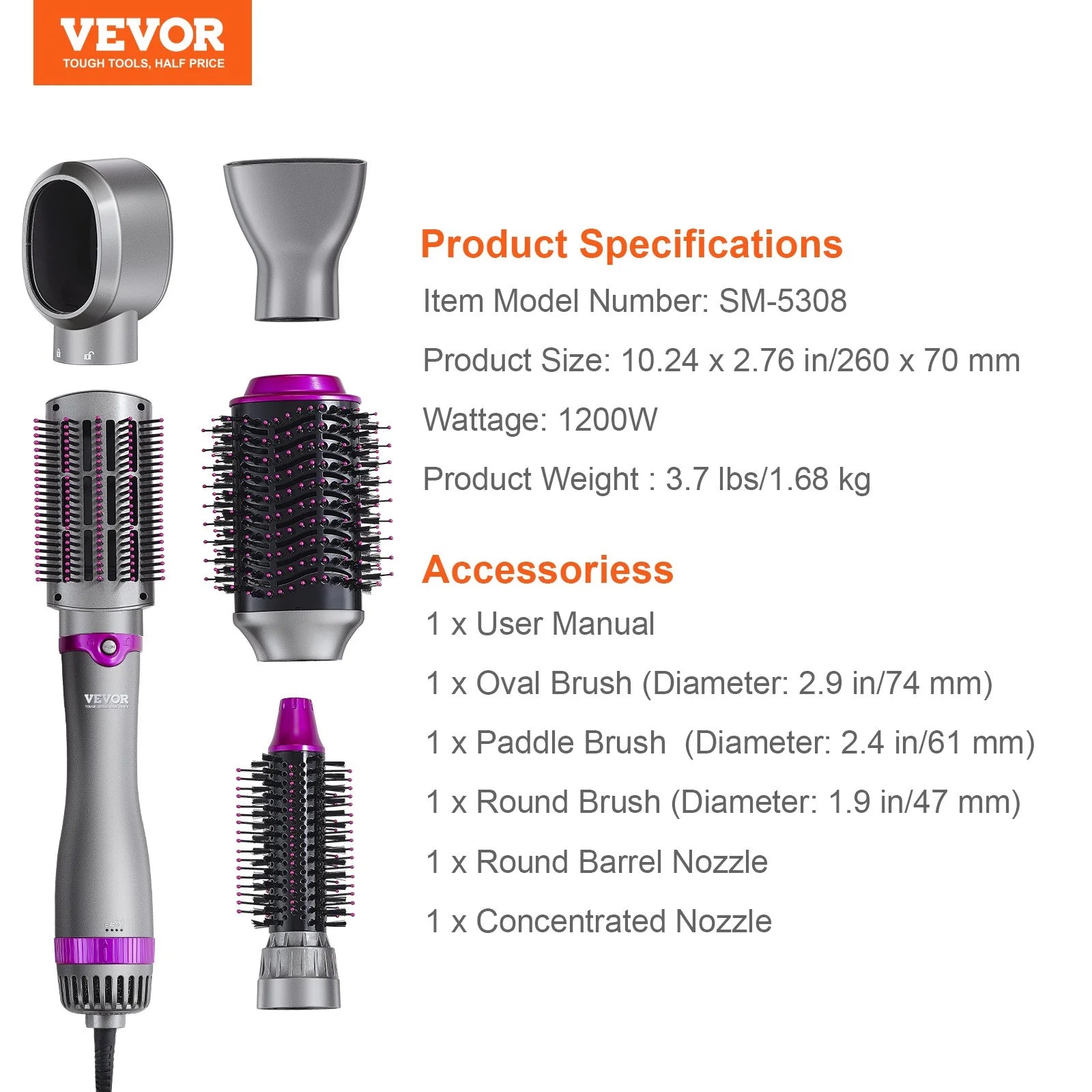 Hair Dryer Brush 5-In-1 Hot Hair Styler Upgraded Negative Ion for Curling